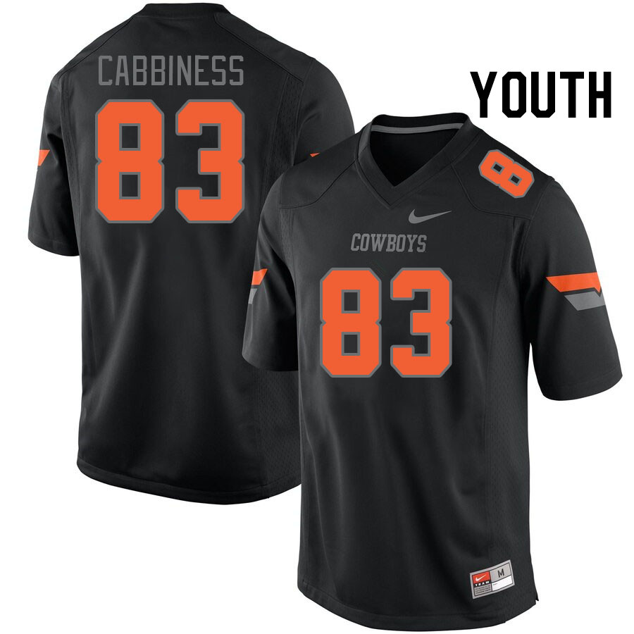 Youth #83 Cale Cabbiness Oklahoma State Cowboys College Football Jerseys Stitched-Black - Click Image to Close